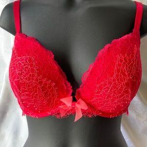Victoria’s Secret Dream Angels push up red lace underwire padded bra Sz 32DD